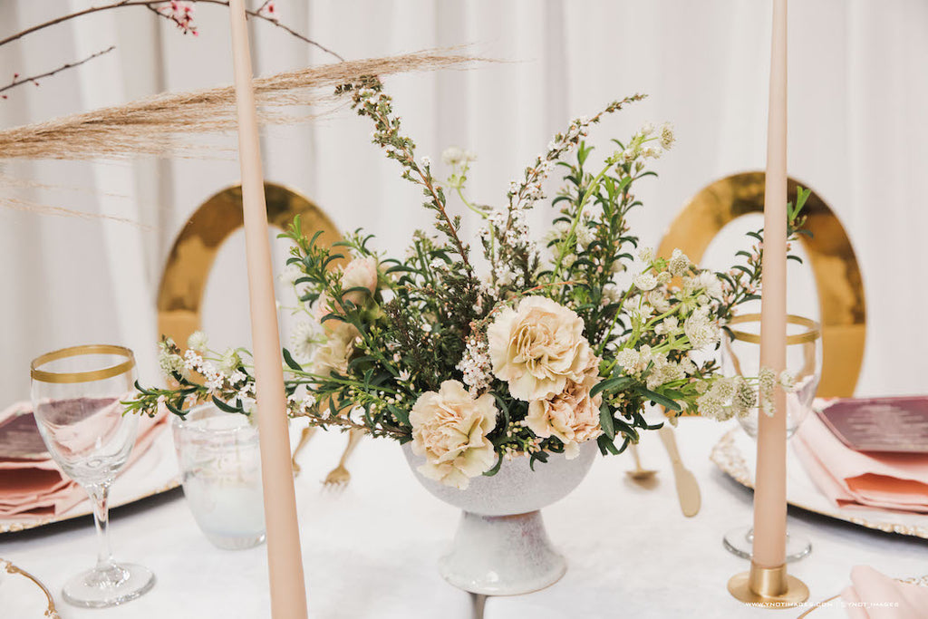blush bridal floral arrangement