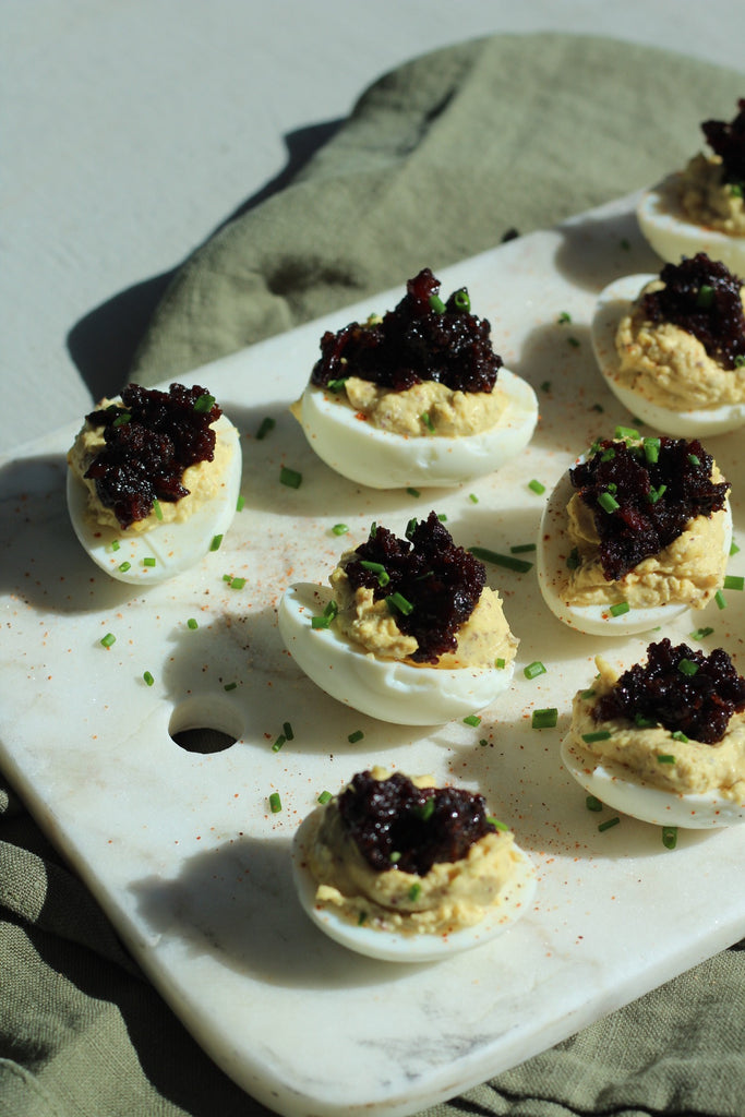 deviled eggs with caviar
