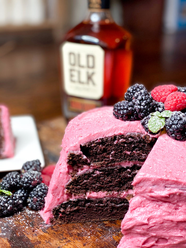 Bourbon Chocolate Cake with Blackberry Buttercream, Old Elk Bourbon