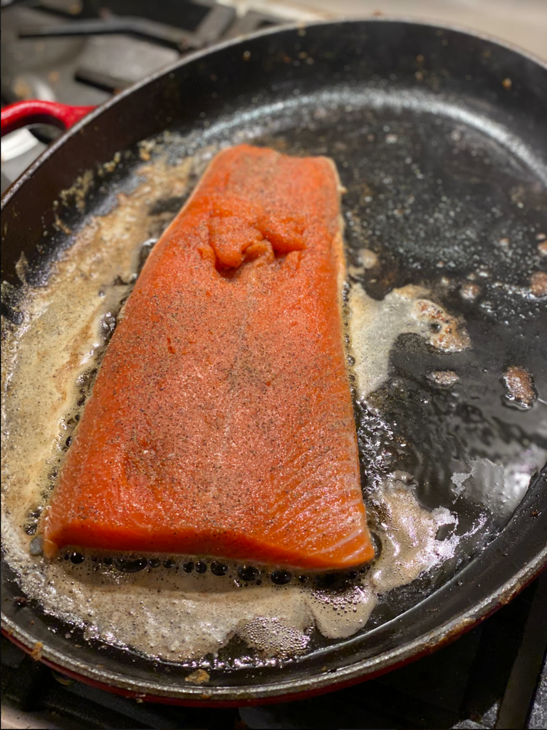 searing sockeye salmon 