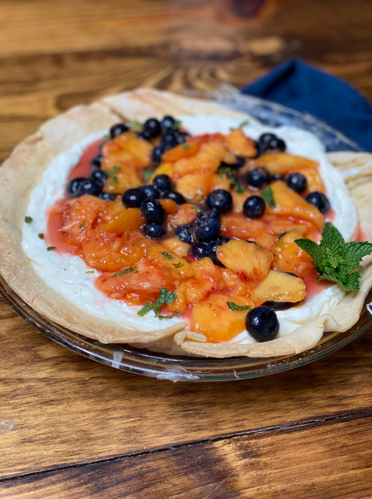 peach and blueberry tart