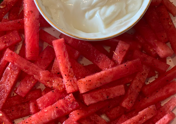 easy watermelon fries and dip