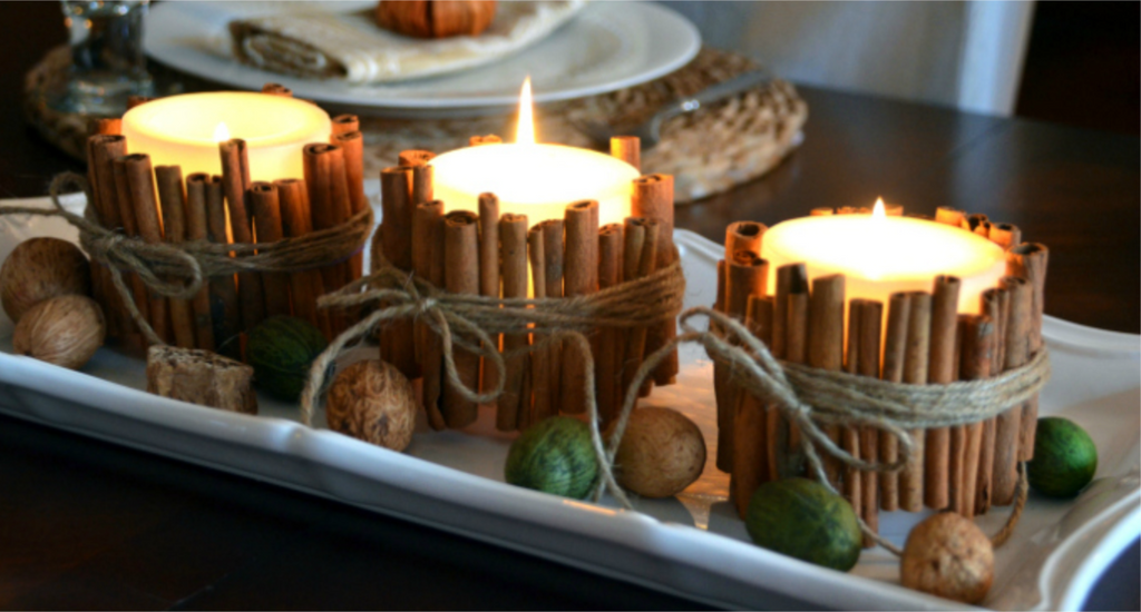 fall DIY decor cinnamon stick candles