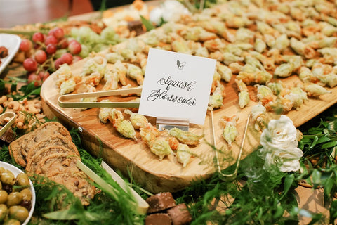 Table and Thyme wedding squash blossom grazing table