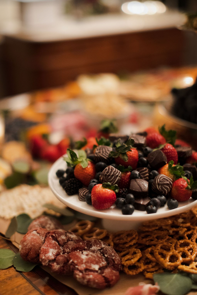 Stylish Evening Soiree in Mountain Brook grazing table berries and chocolate
