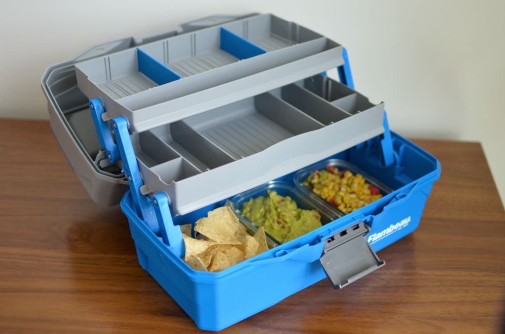 Father's Day snack box- tackle box with chips and dip