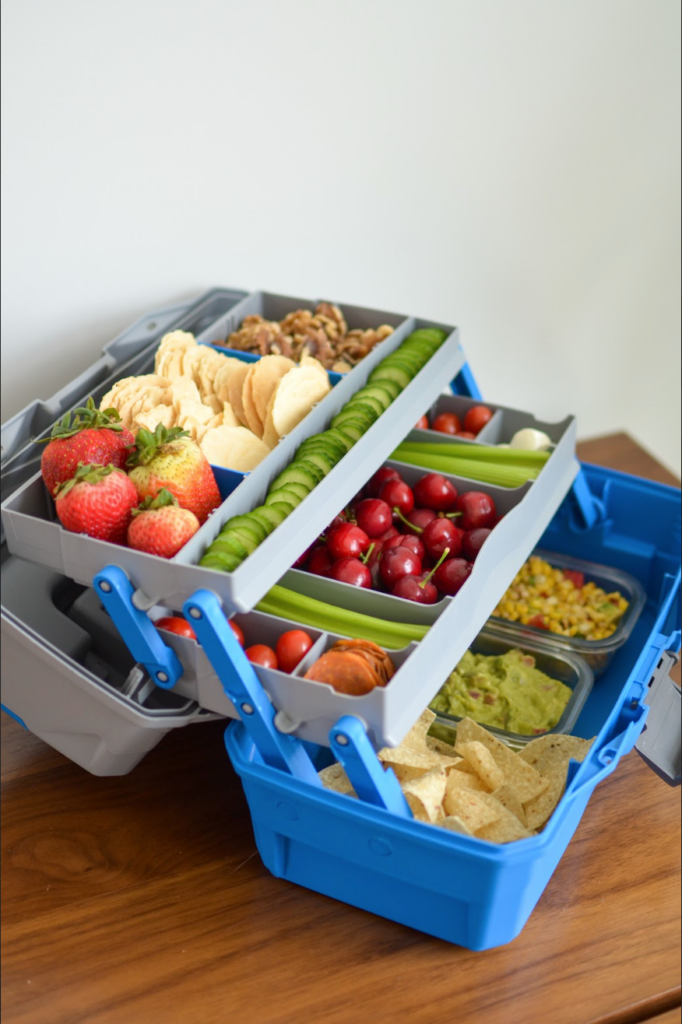 Father's Day snack gift with food and tackle box